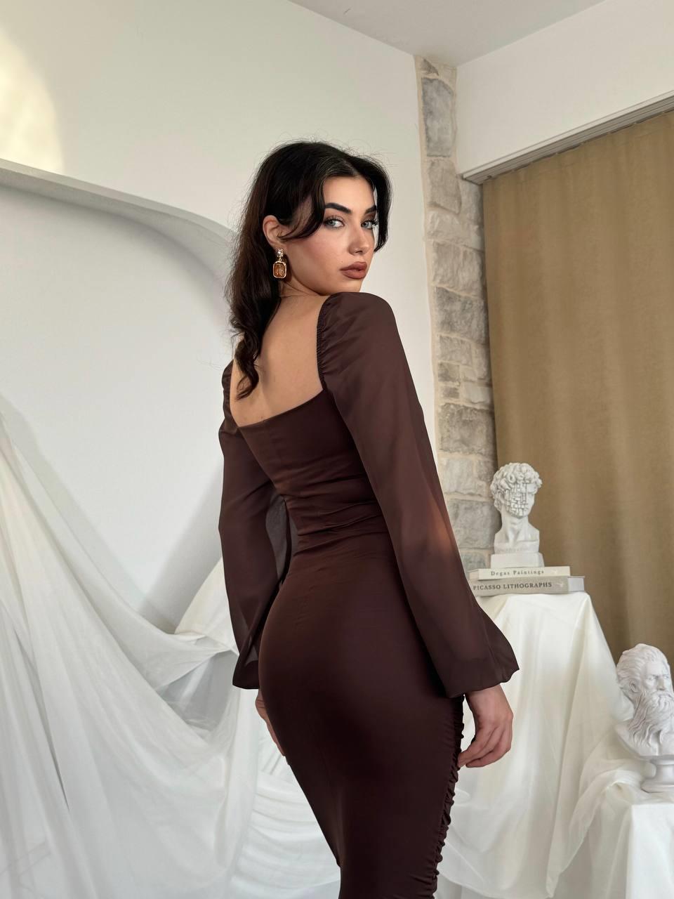Engla Büzgülü Midi Elbise