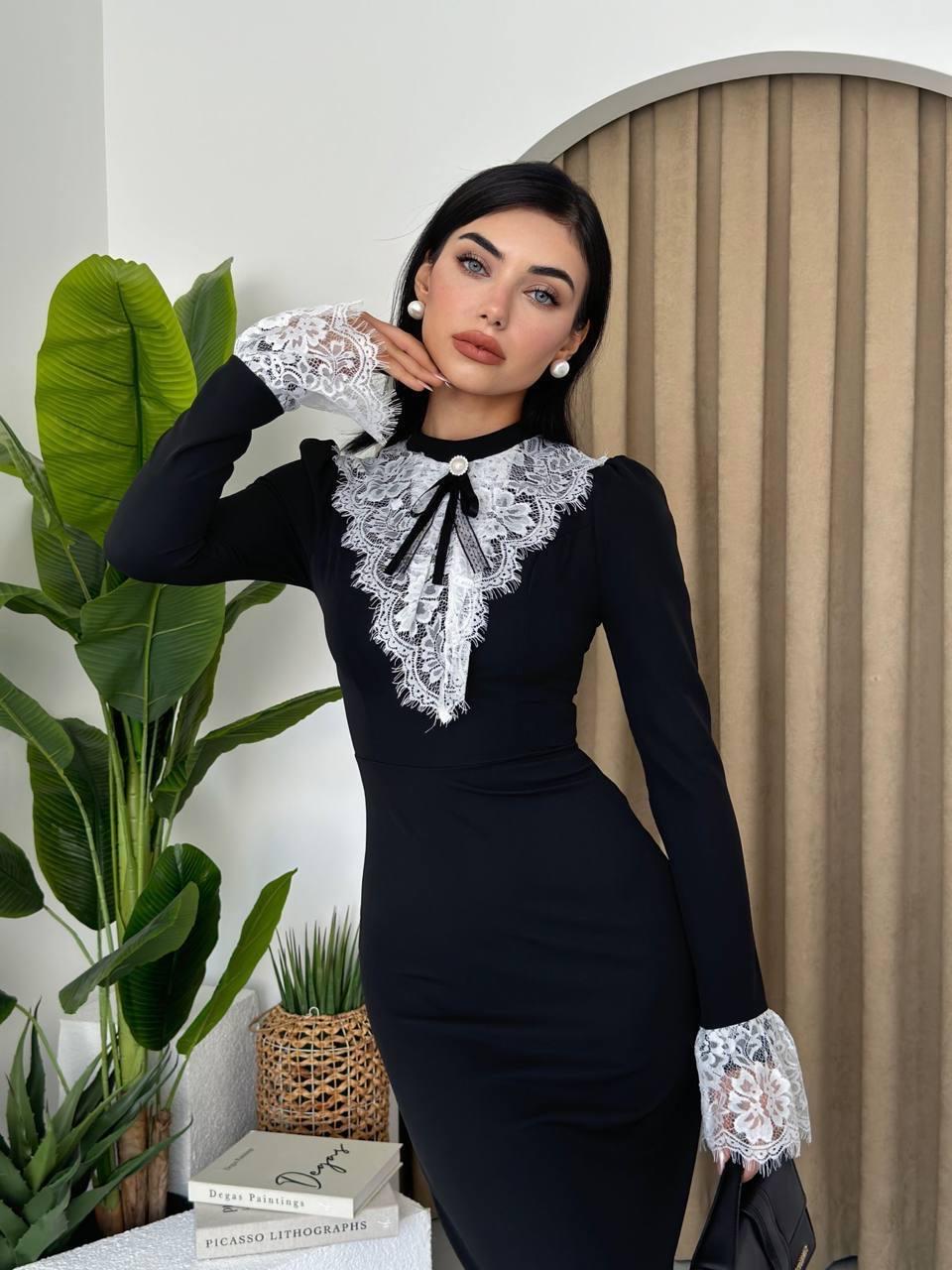 Victoria Dantel Detay Midi Elbise
