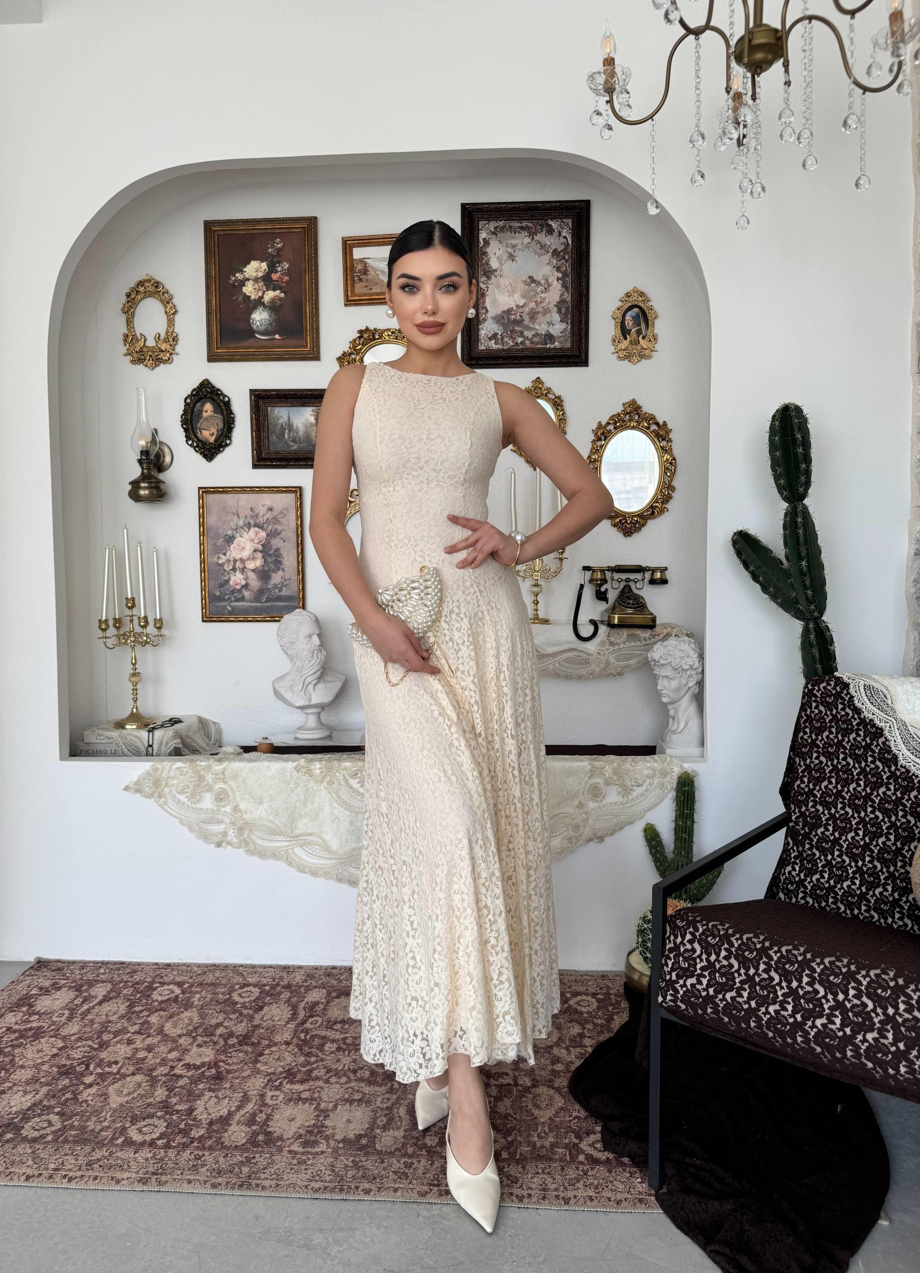 Swer Uzun Dantel Elbise