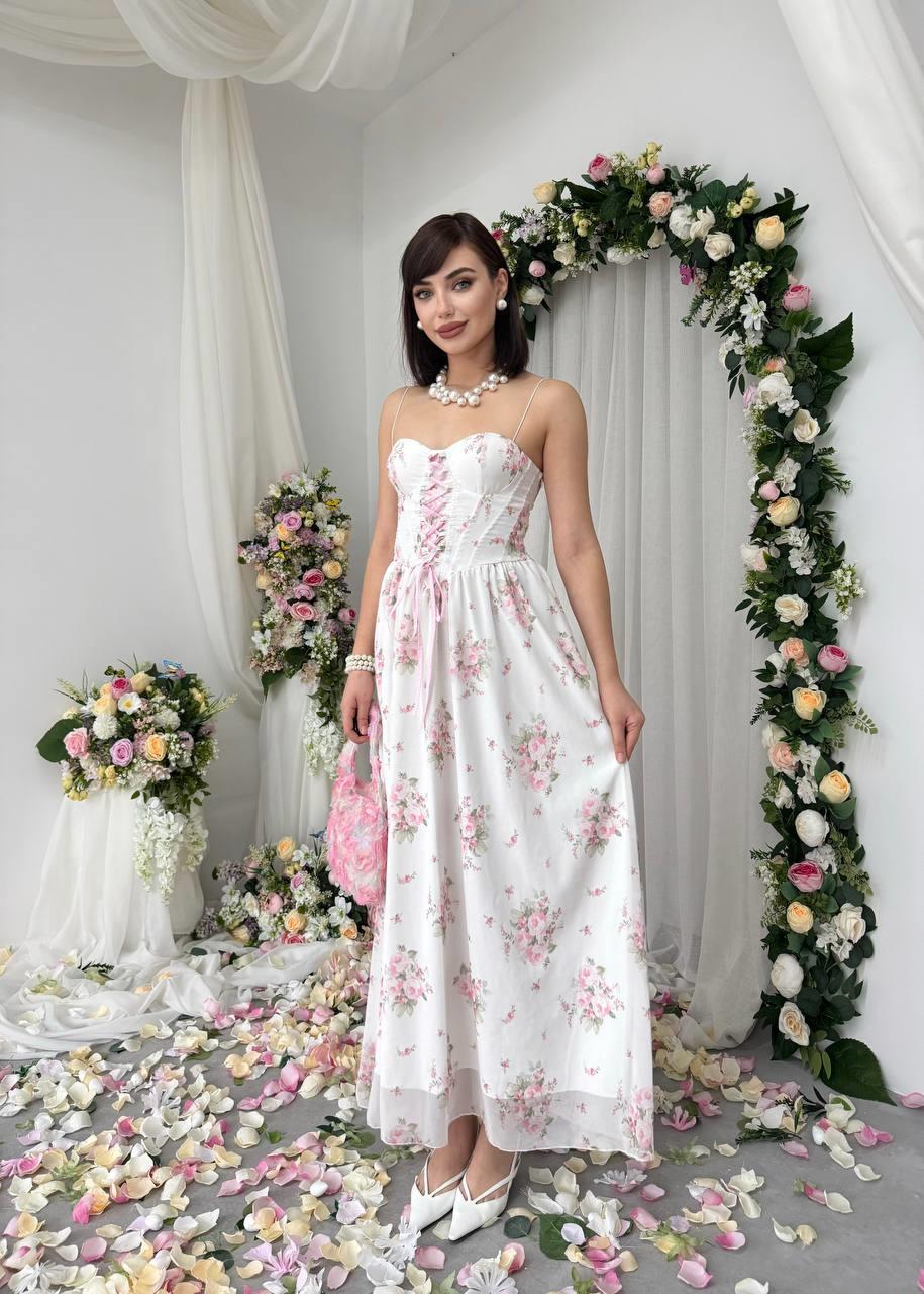 Askılı Tasarım Rose Uzun Elbise