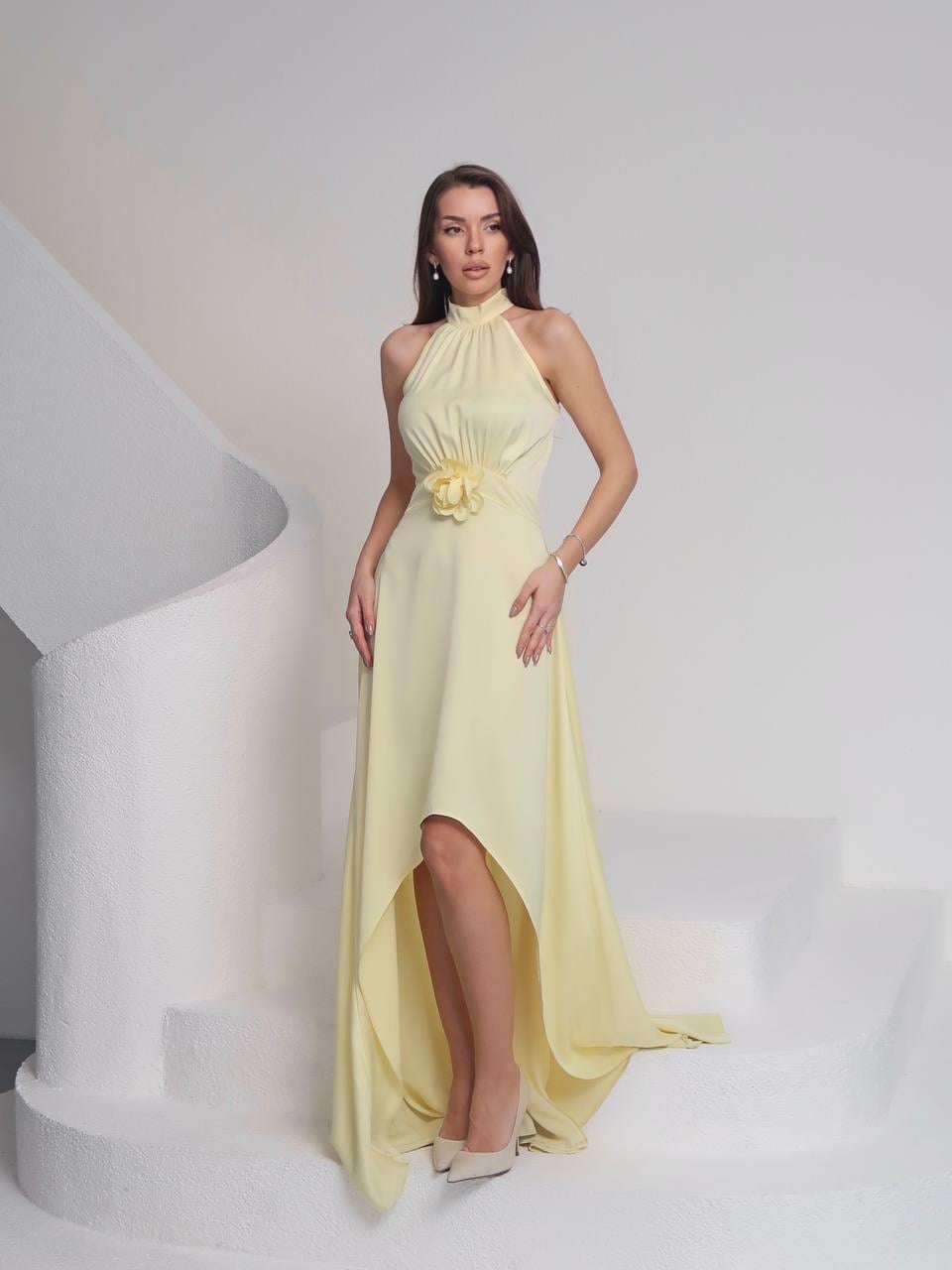 Tasarım Çiçekli Saten Elbise Lara