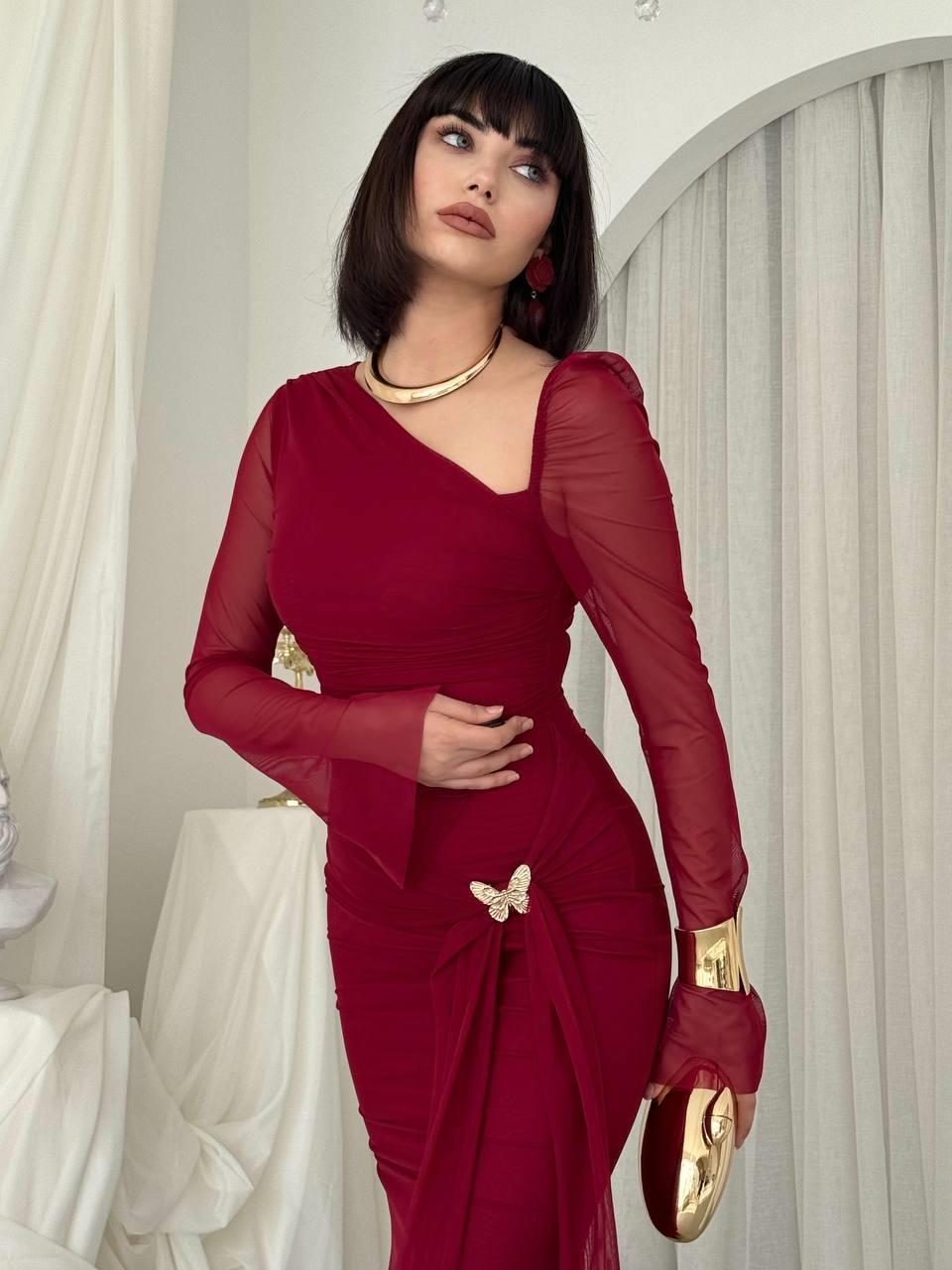 Vesso Broş Detaylı Elbise