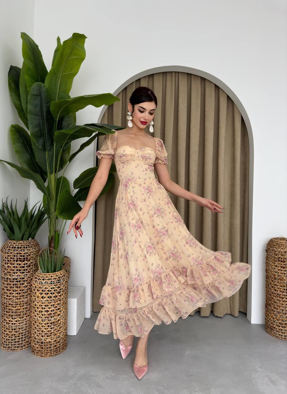 Candy Şifon Uzun Elbise