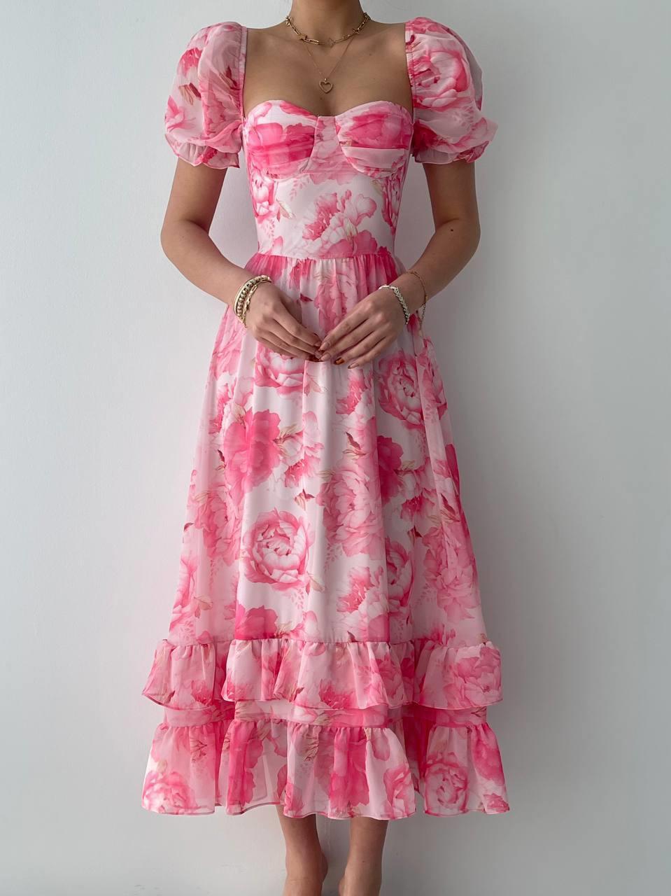 Candy Şifon Uzun Elbise