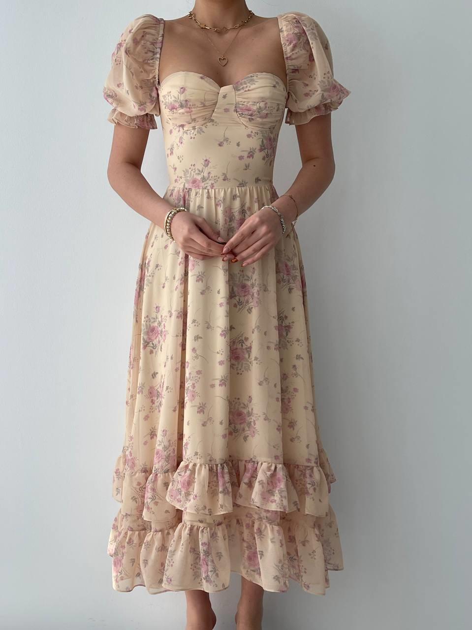 Candy Şifon Uzun Elbise