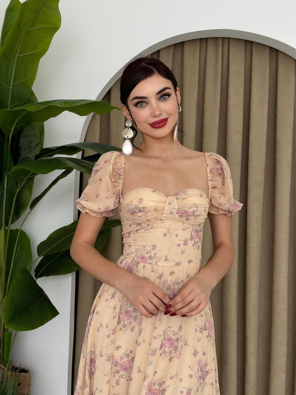 Candy Şifon Uzun Elbise