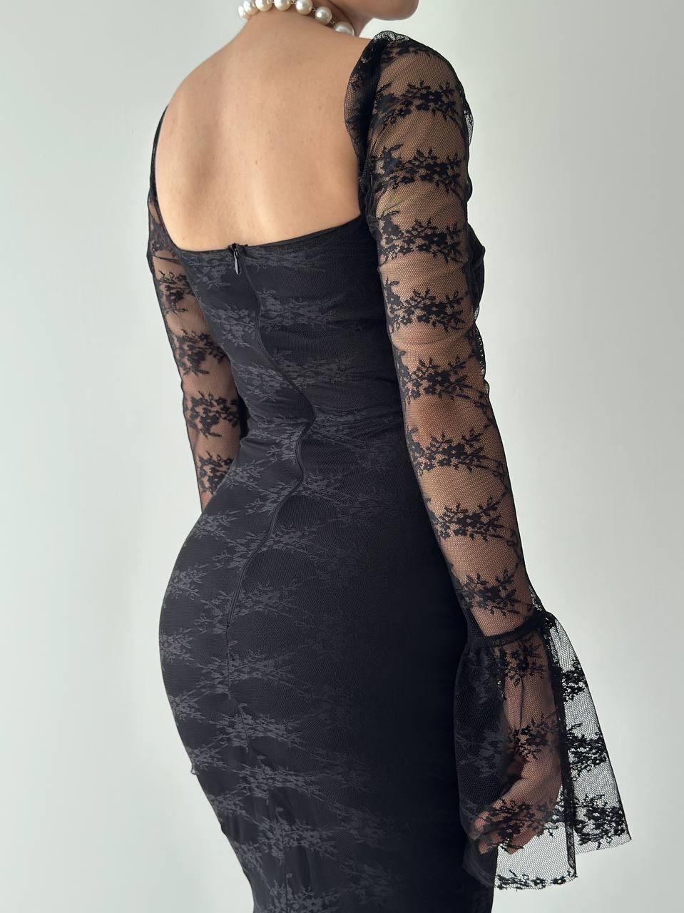 Corina Dantel Detay Balık Model Uzun Elbise