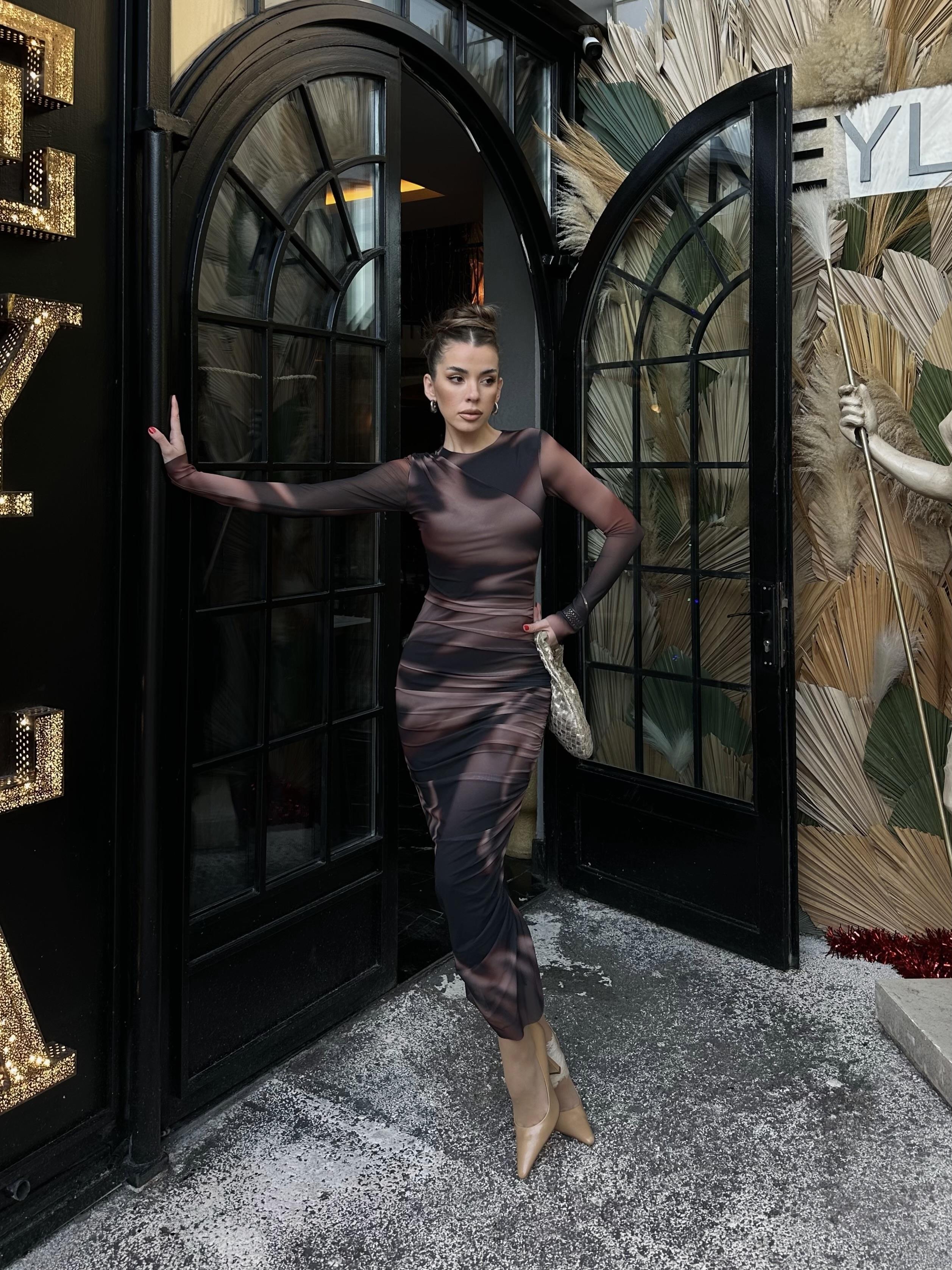 Chanel Streç Tül Astarlı Elbise