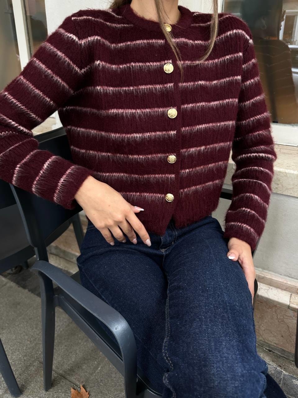 Çizgili Yumoş Hırka