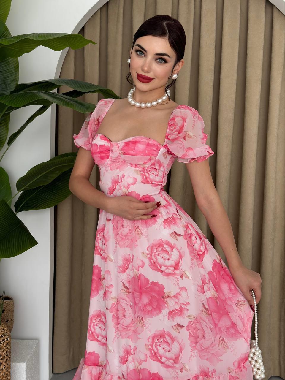 Candy Şifon Uzun Elbise