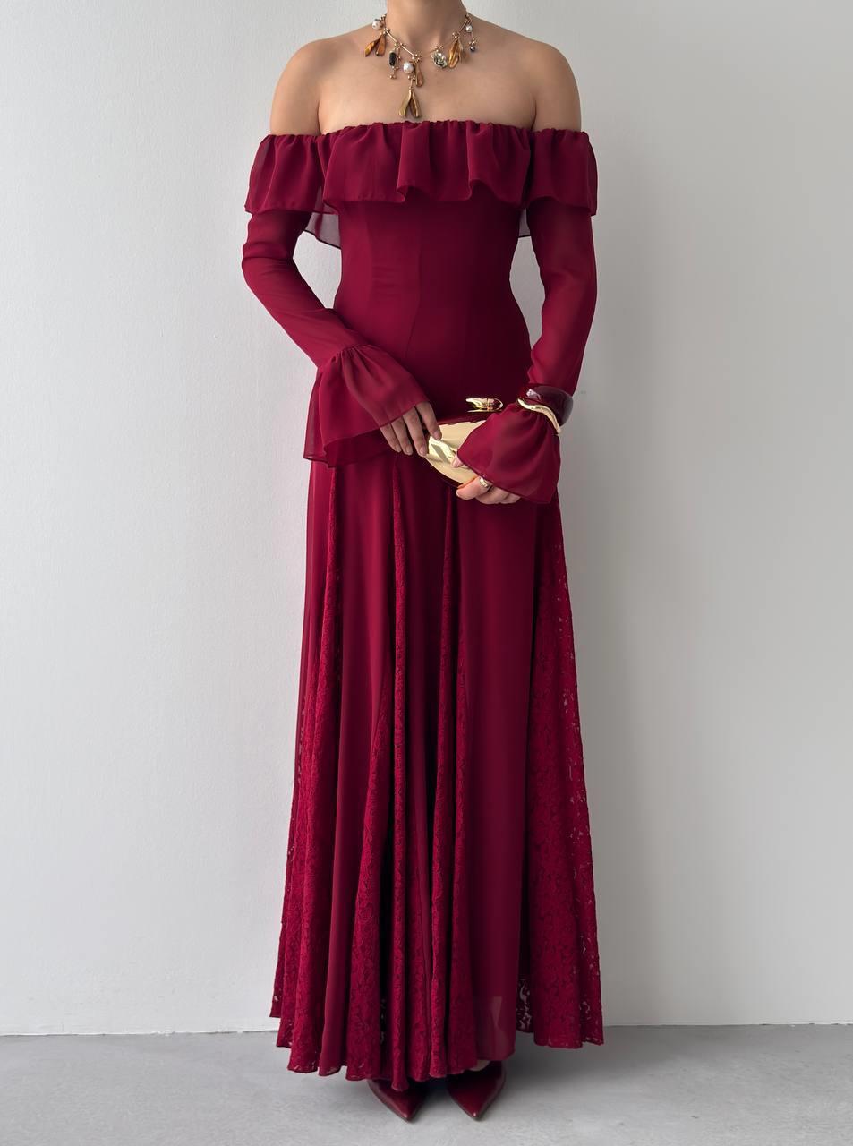 Ester Dantel Detaylı Straplez Elbise