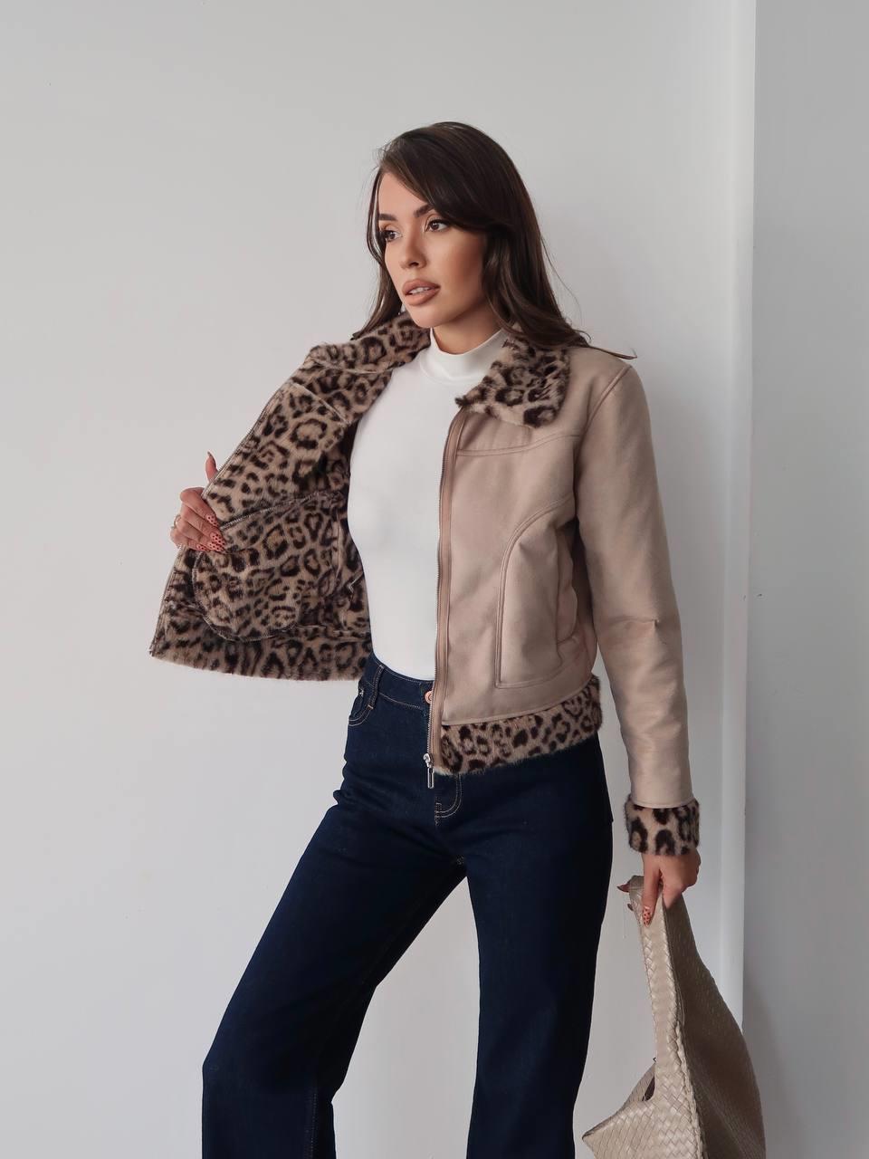 Wild Leopar Kürk Detay Mont