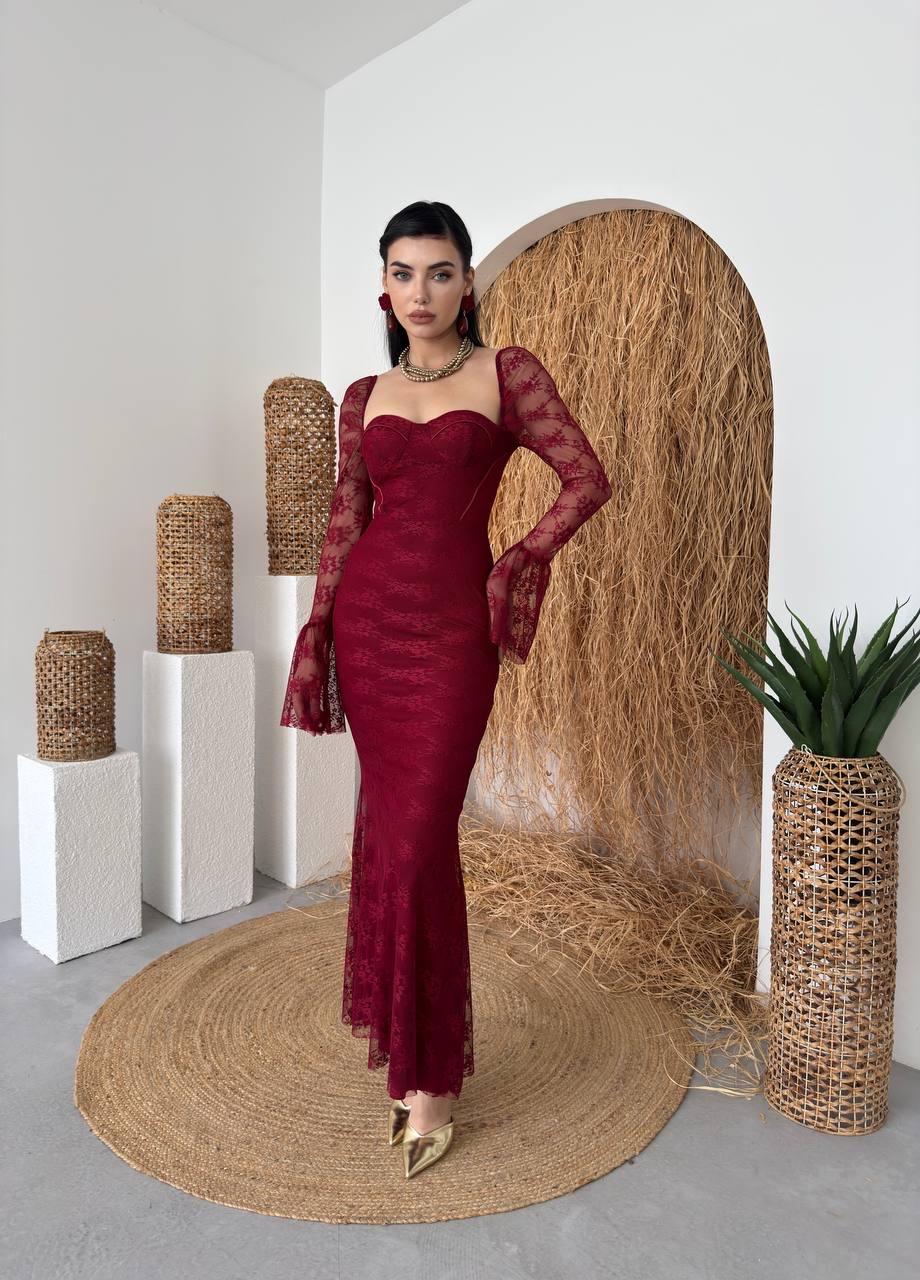 Corina Dantel Detay Balık Model Uzun Elbise