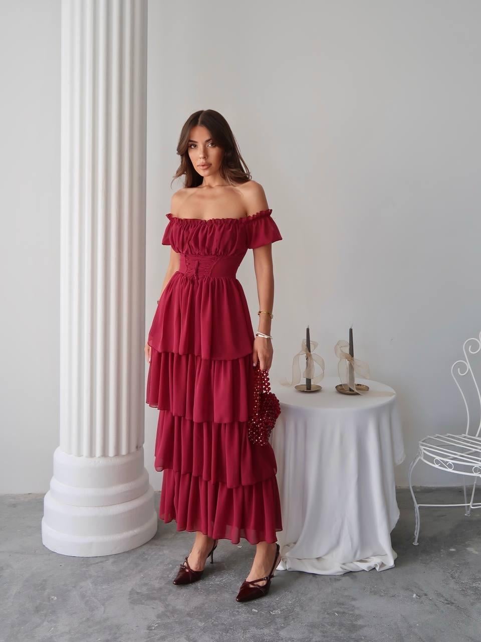 Zuzu Straplez Şifon Uzun Elbise