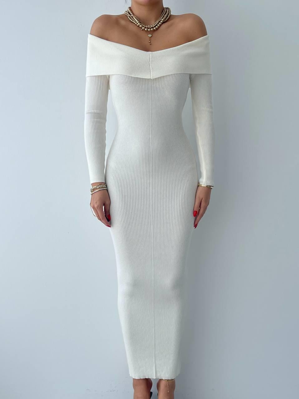 Straplez Madonna Yaka Triko Elbise