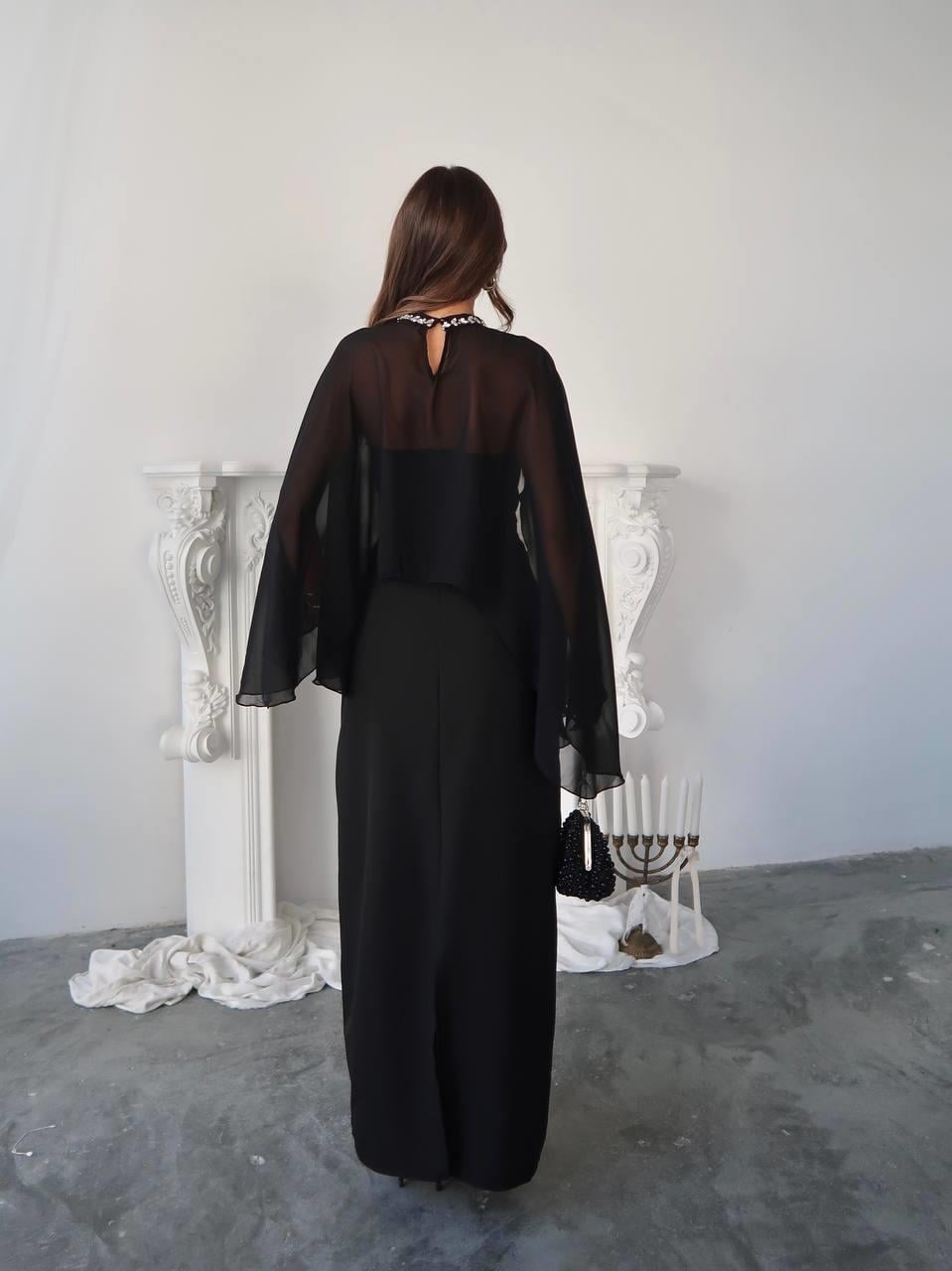 Alesta Tül Detaylı Tasarım Uzun Elbise 