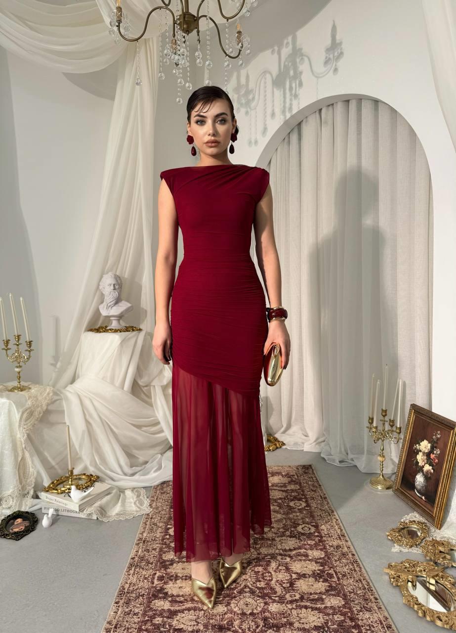 Bekol Midi Elbise Tül Detay