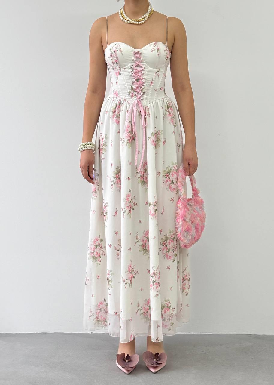 Askılı Tasarım Rose Uzun Elbise