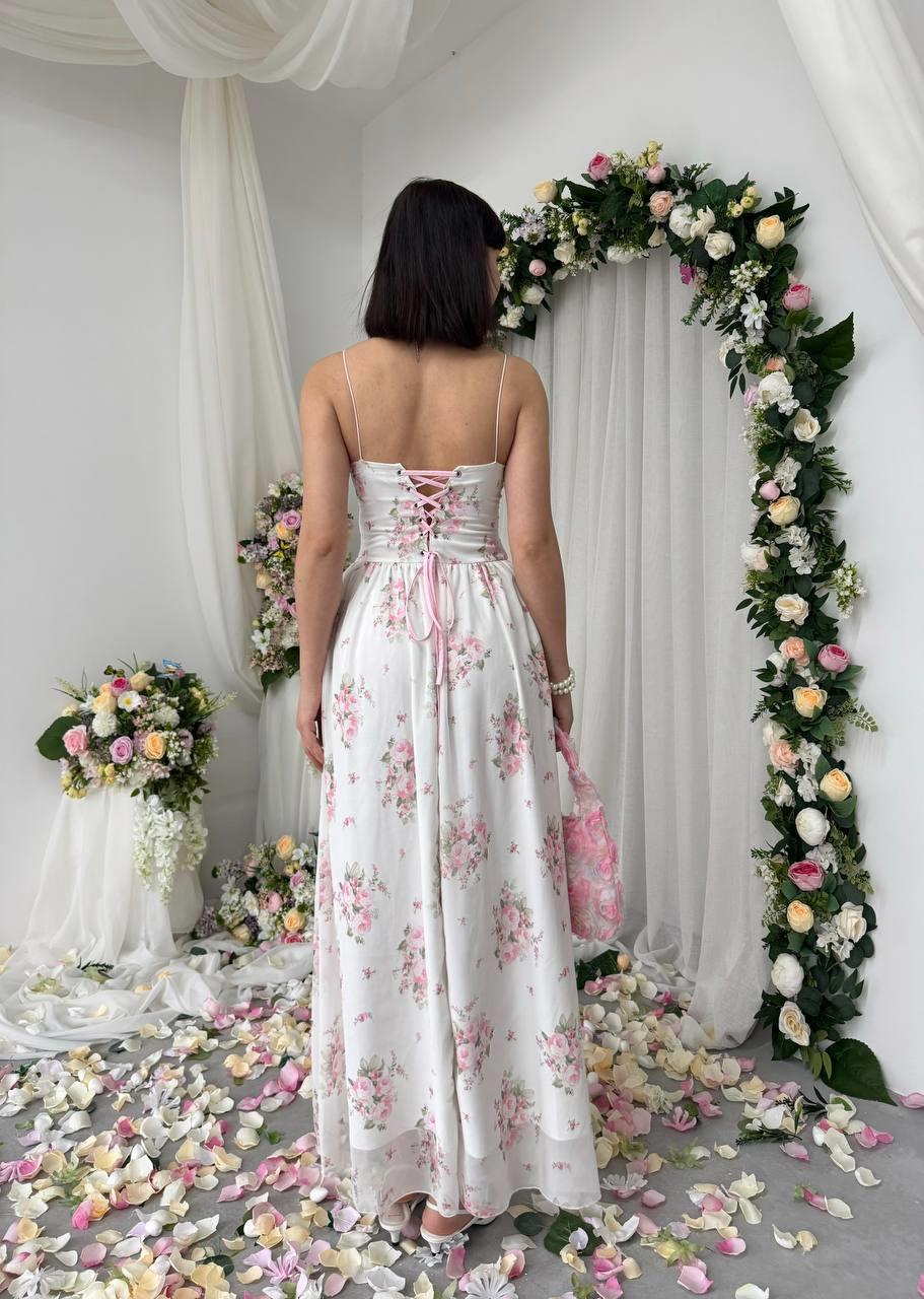 Askılı Tasarım Rose Uzun Elbise