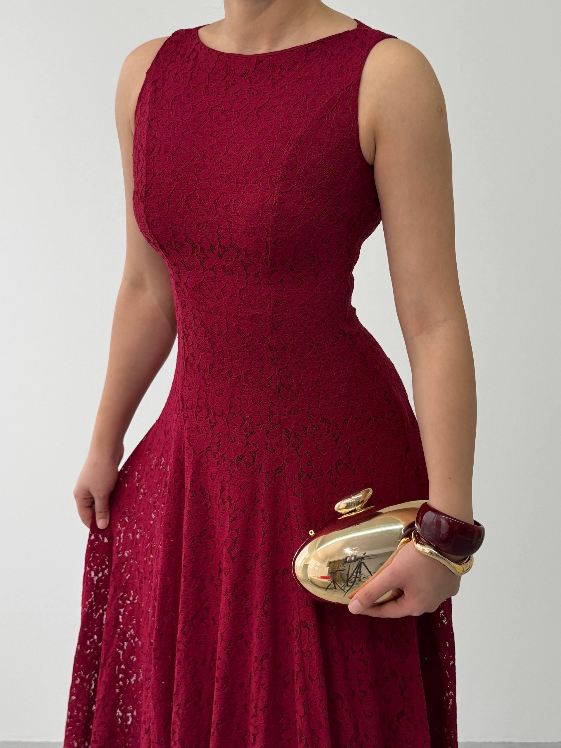 Swer Uzun Dantel Elbise