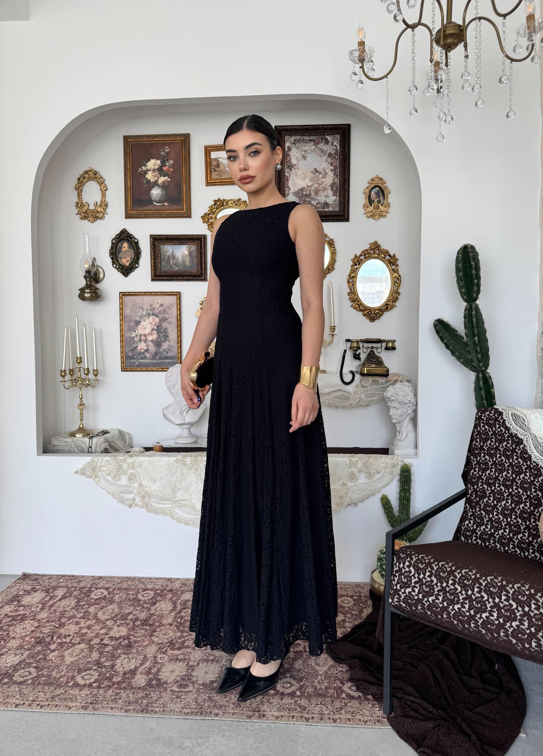 Swer Uzun Dantel Elbise