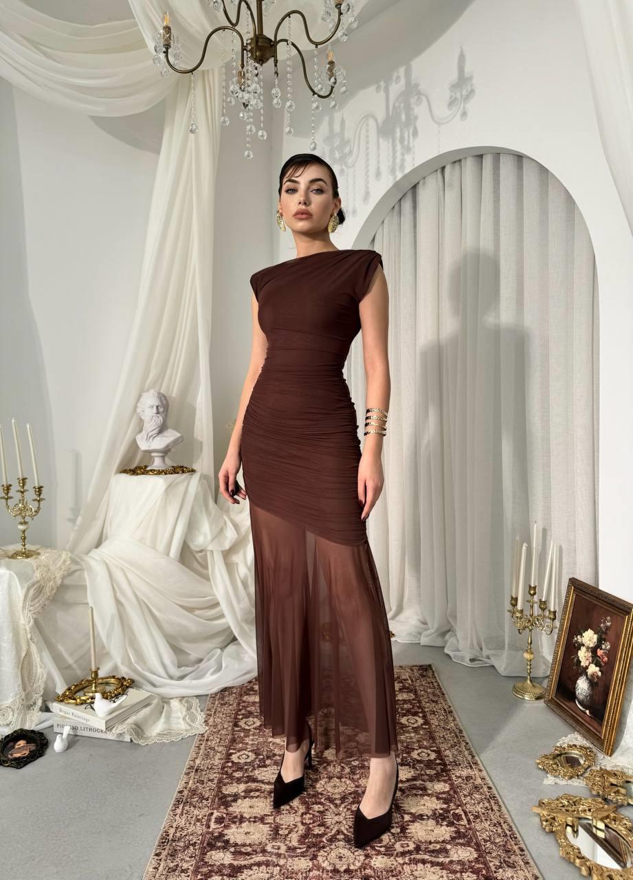 Bekol Midi Elbise Tül Detay