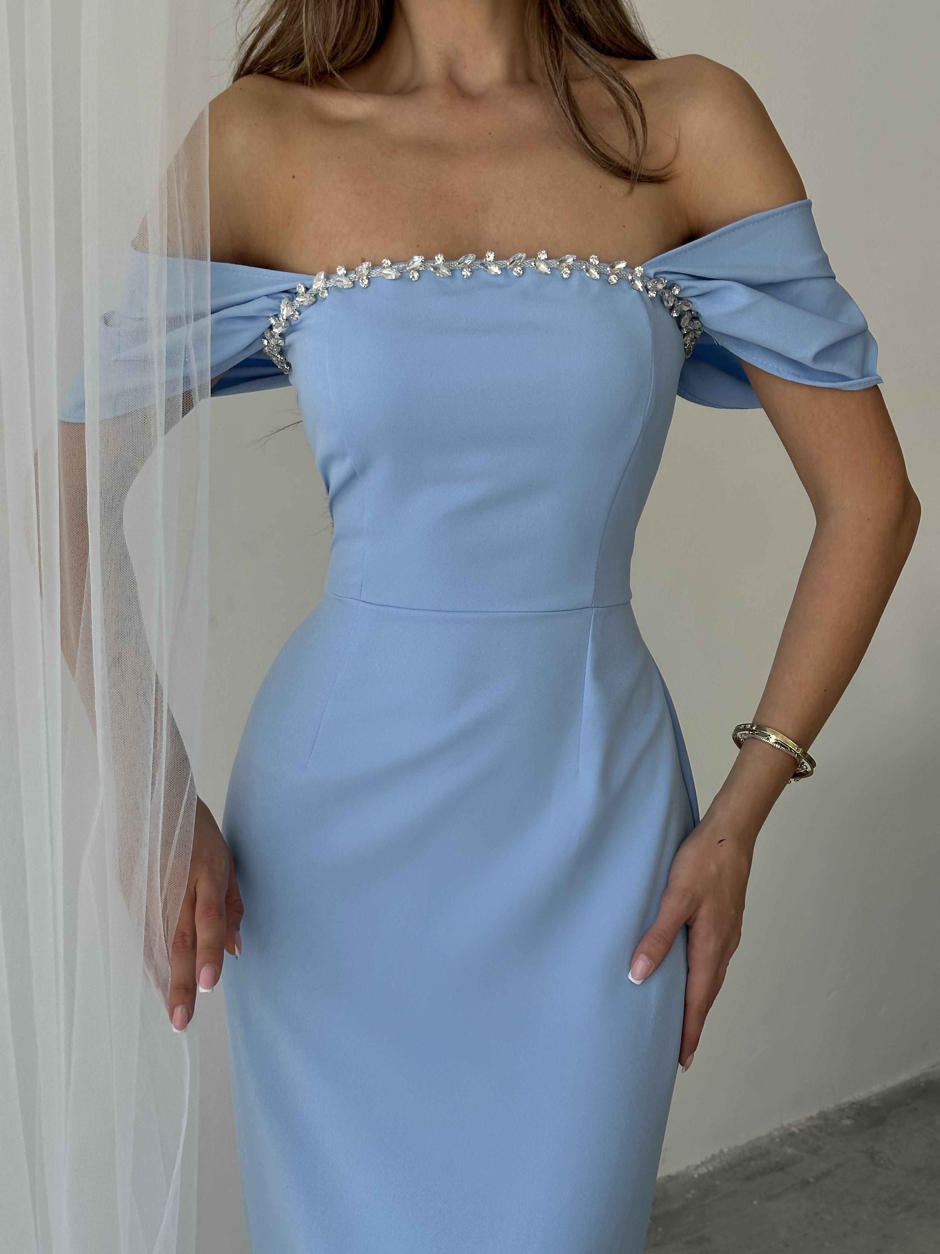 Elenor Uzun Atlas Elbise