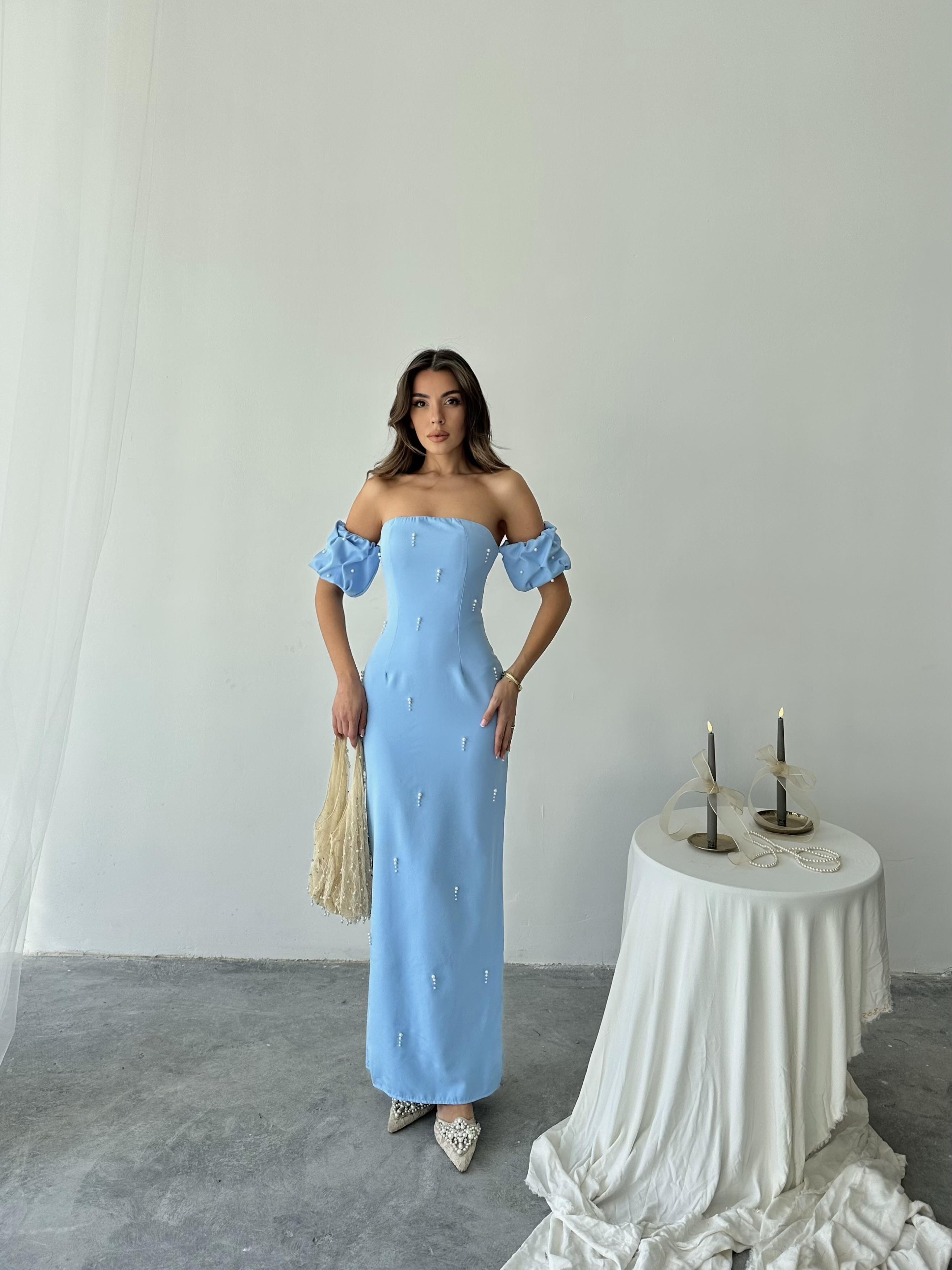 Elenor Uzun Atlas Elbise