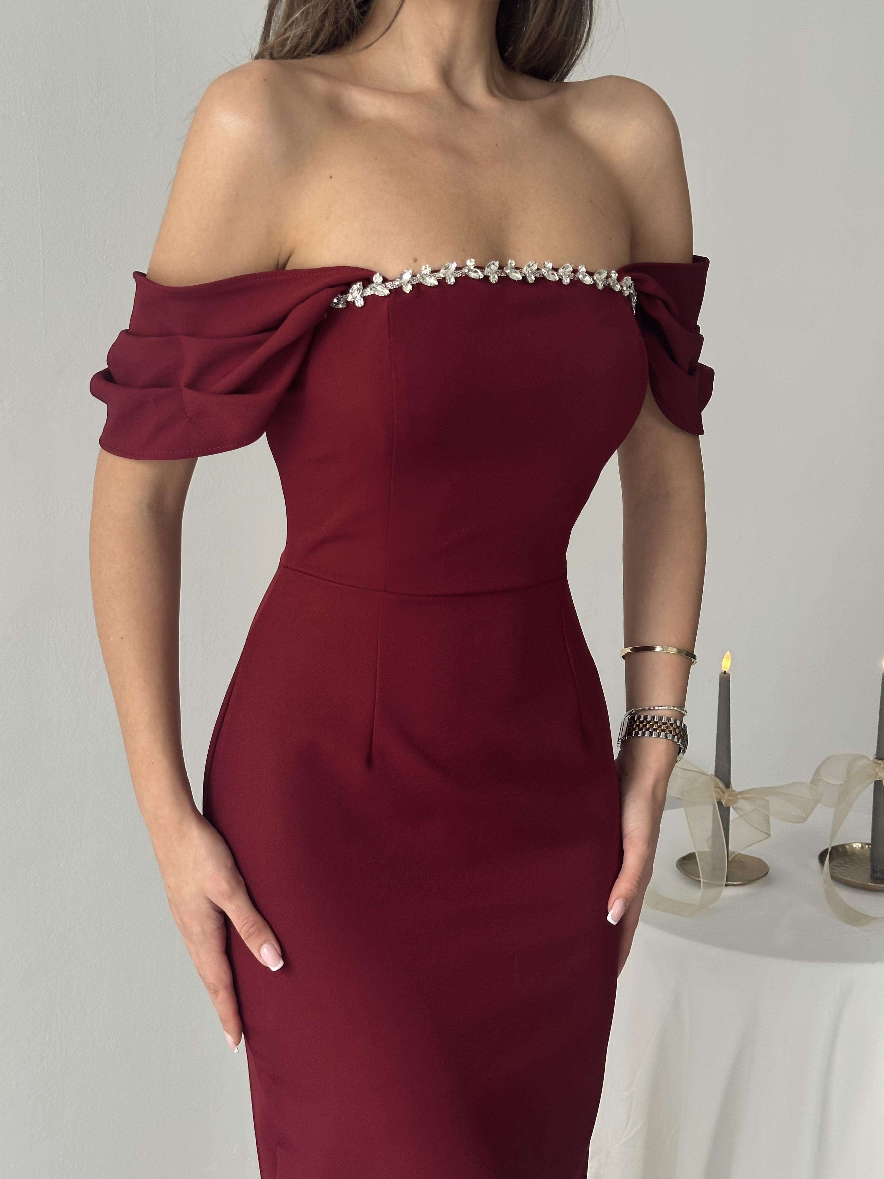 Elenor Uzun Atlas Elbise