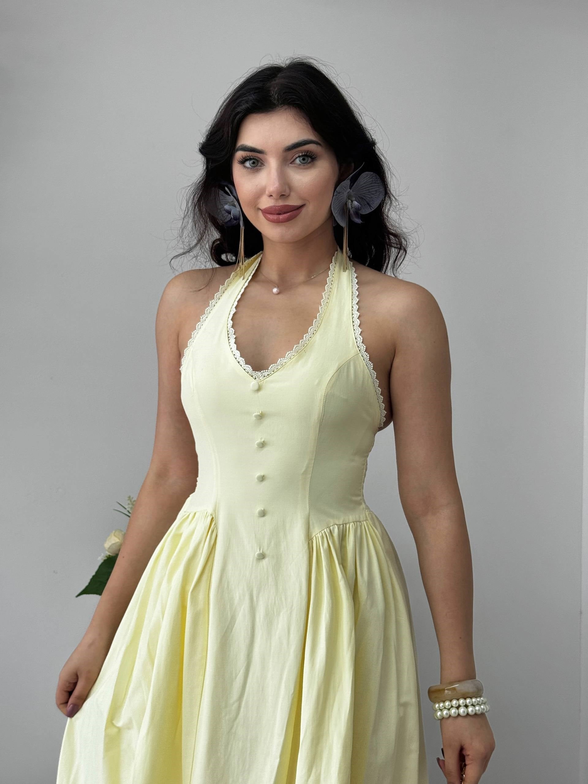 Nora Halter Yaka Poplin Elbise