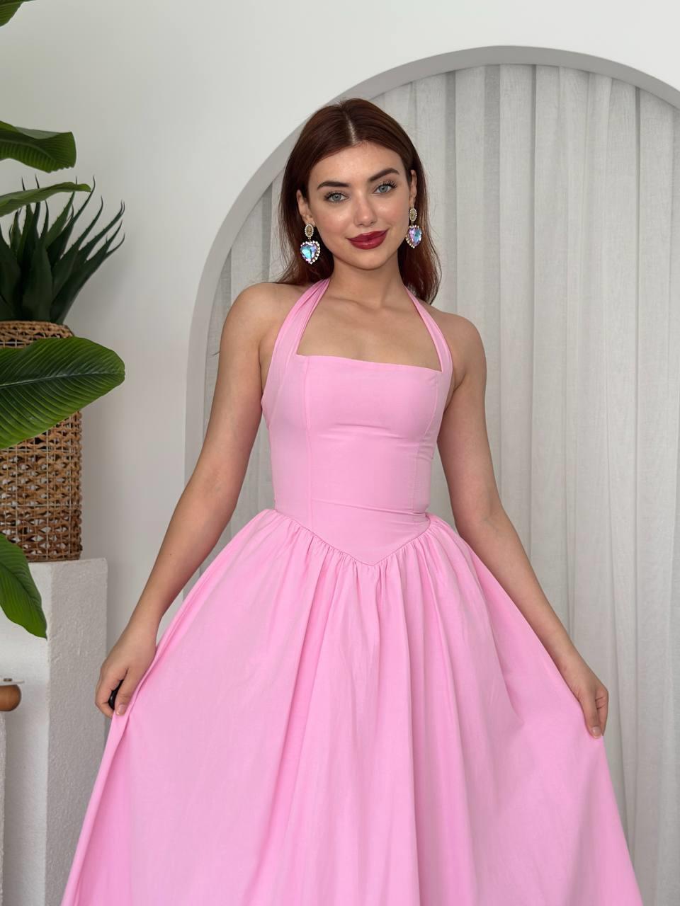 Fedro Poplin Midi Elbise