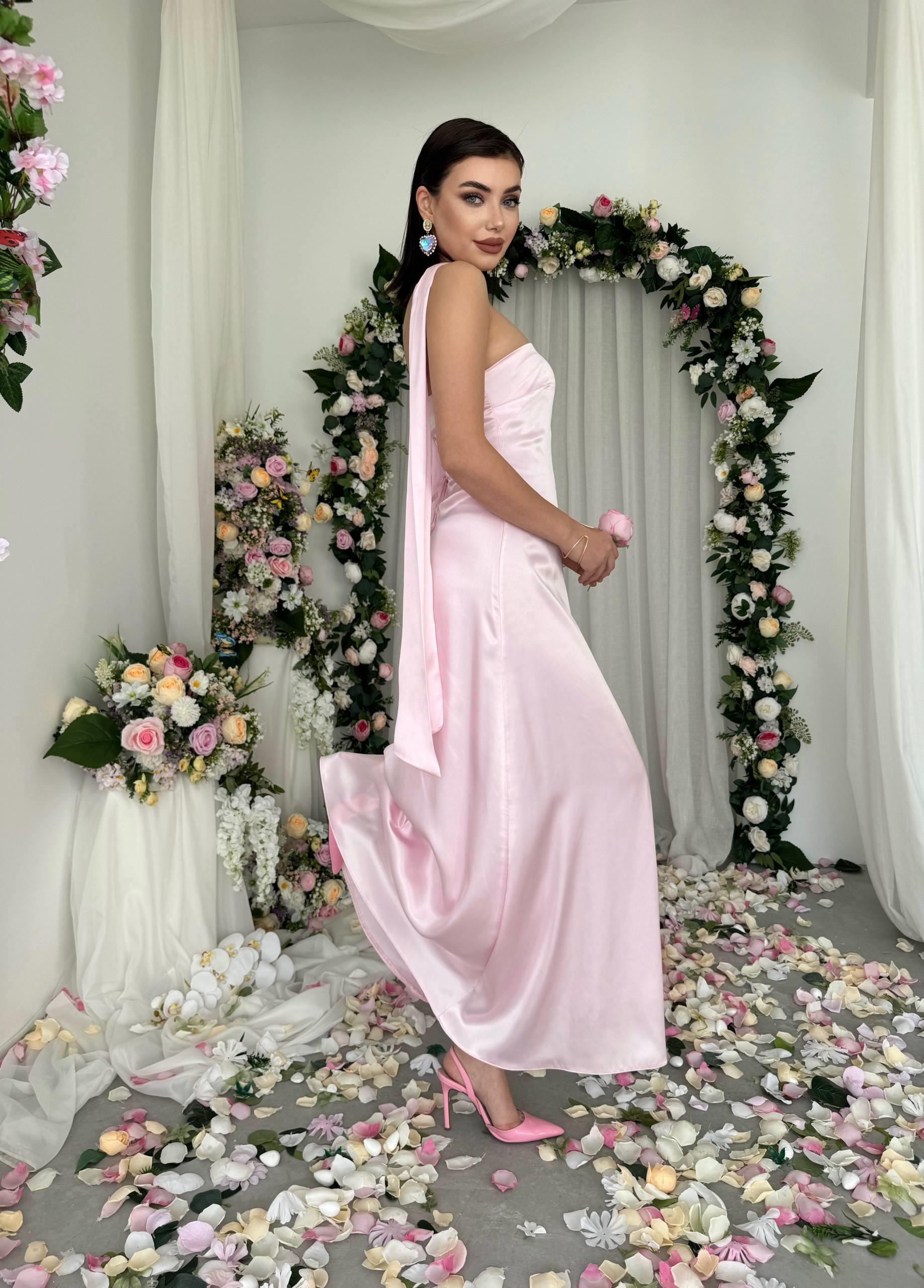 Ulsez Straplez Şal Detaylı Elbise