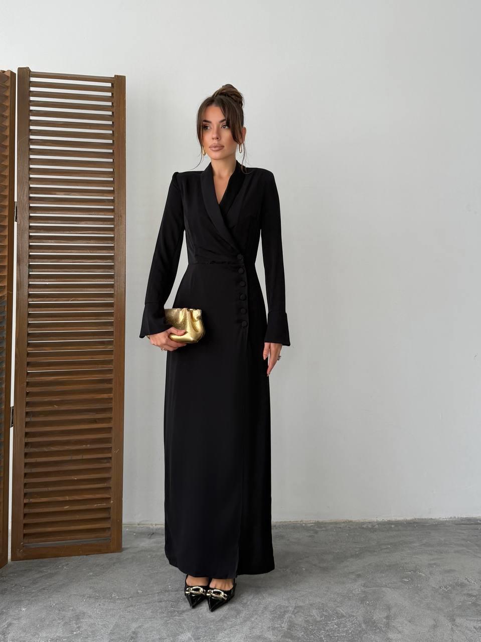 Lami Yırtmaclı Düğme Detay Elbise