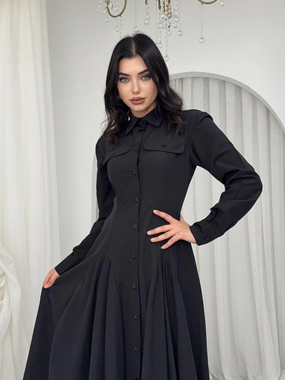 Feris Düğme Detaylı Elbise