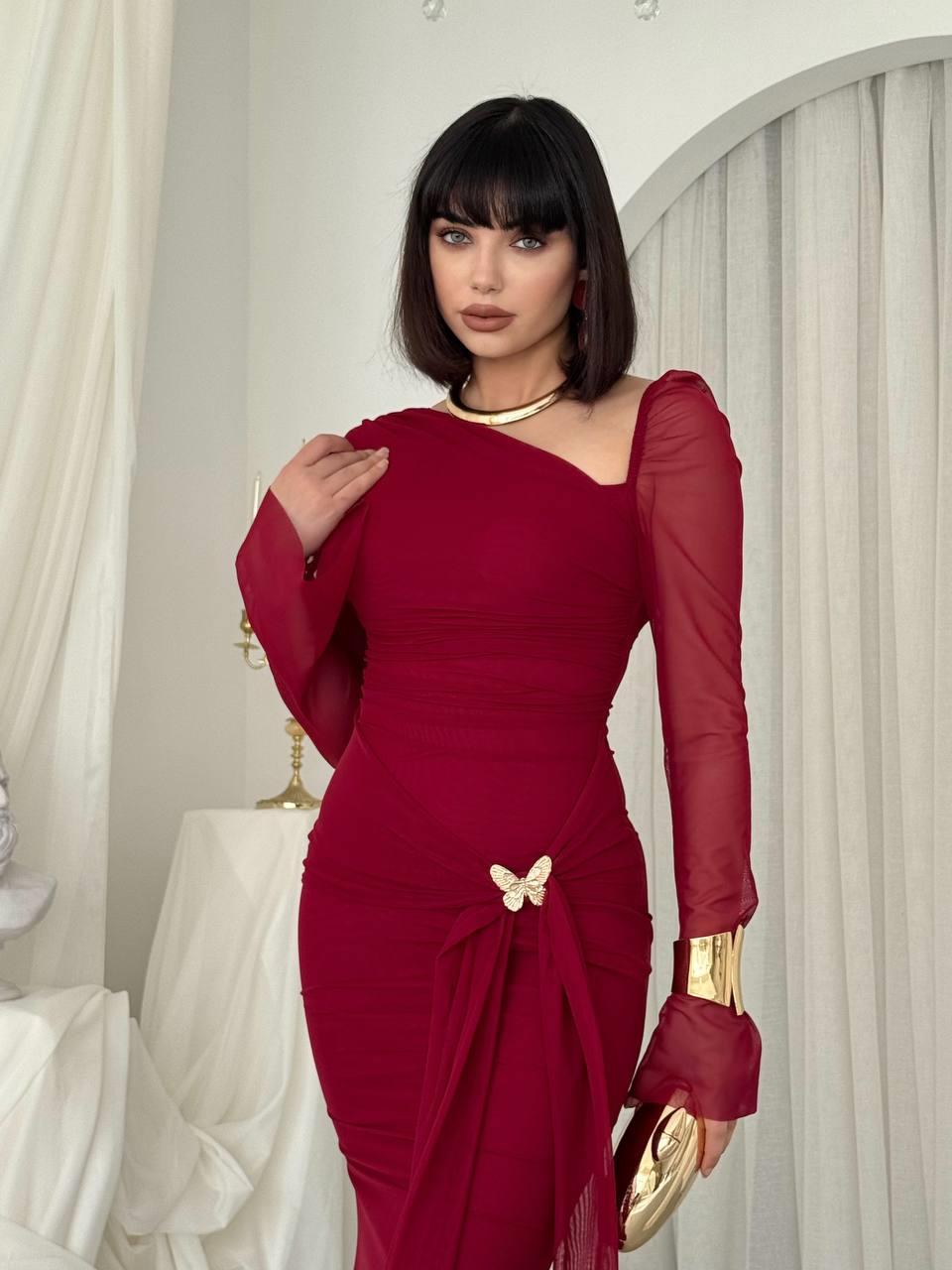 Vesso Broş Detaylı Elbise