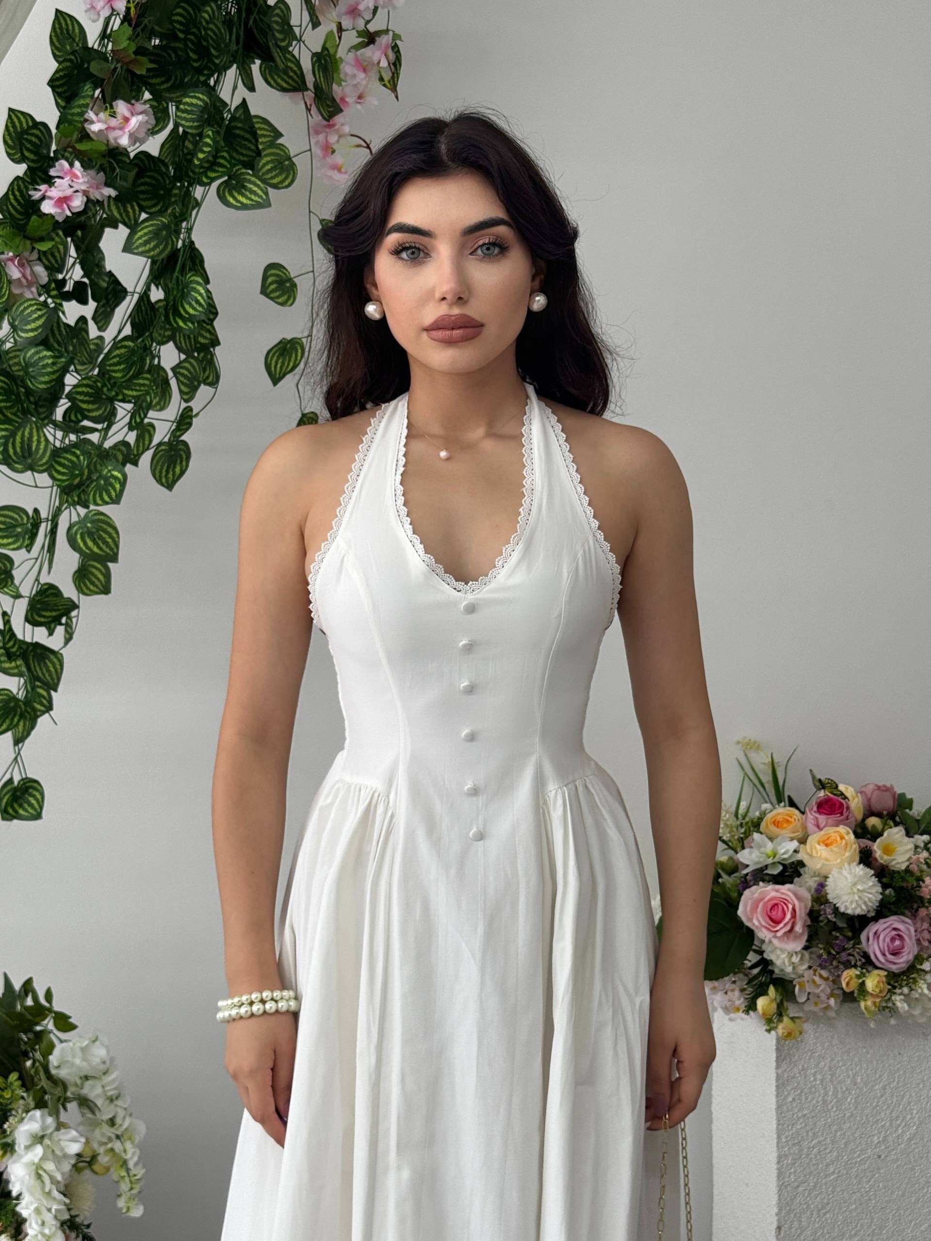 Nora Halter Yaka Poplin Elbise