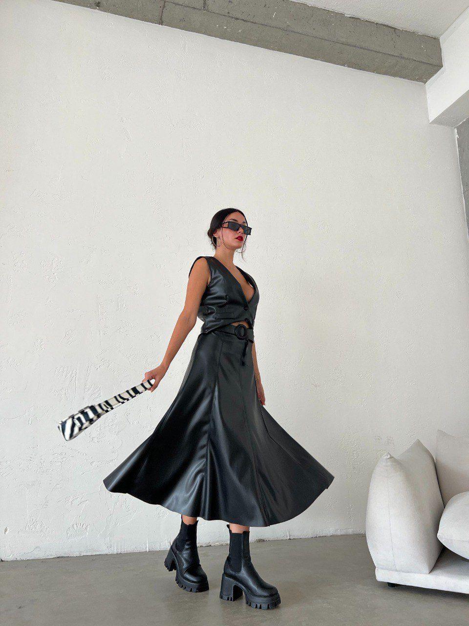 Gavi Deri Etek - Siyah