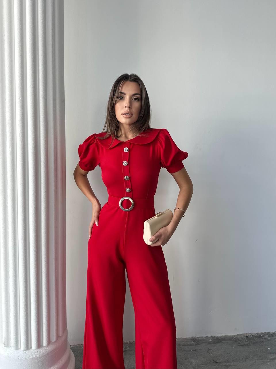 Kadın Tasarım Kemerli Düğme Detaylı Alvin Tulum