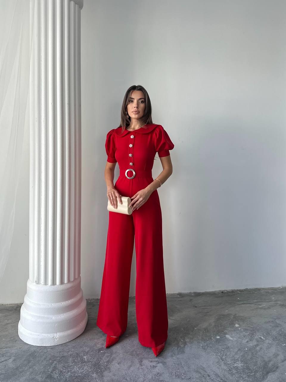 Kadın Tasarım Kemerli Düğme Detaylı Alvin Tulum