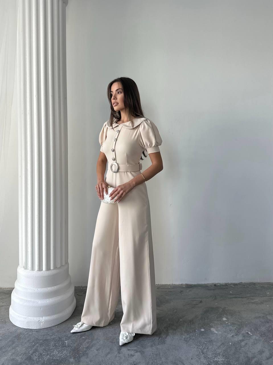 Kadın Tasarım Kemerli Düğme Detaylı Alvin Tulum