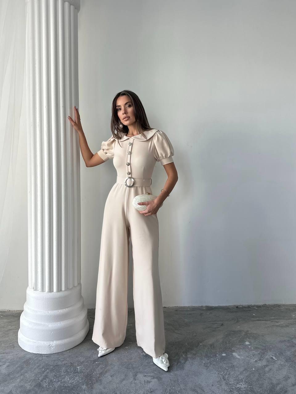 Kadın Tasarım Kemerli Düğme Detaylı Alvin Tulum