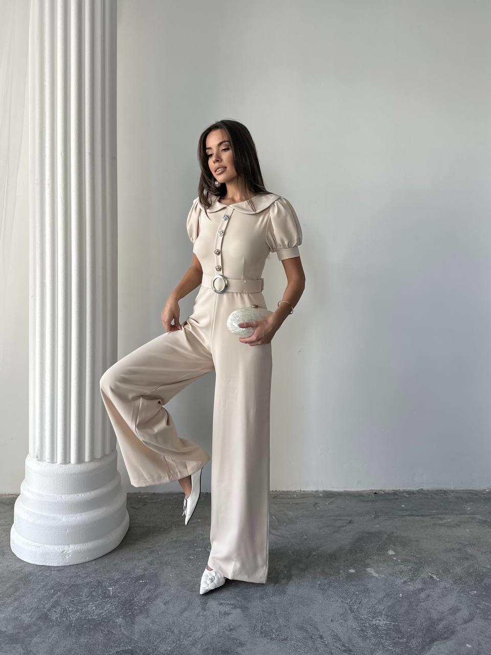 Kadın Tasarım Kemerli Düğme Detaylı Alvin Tulum