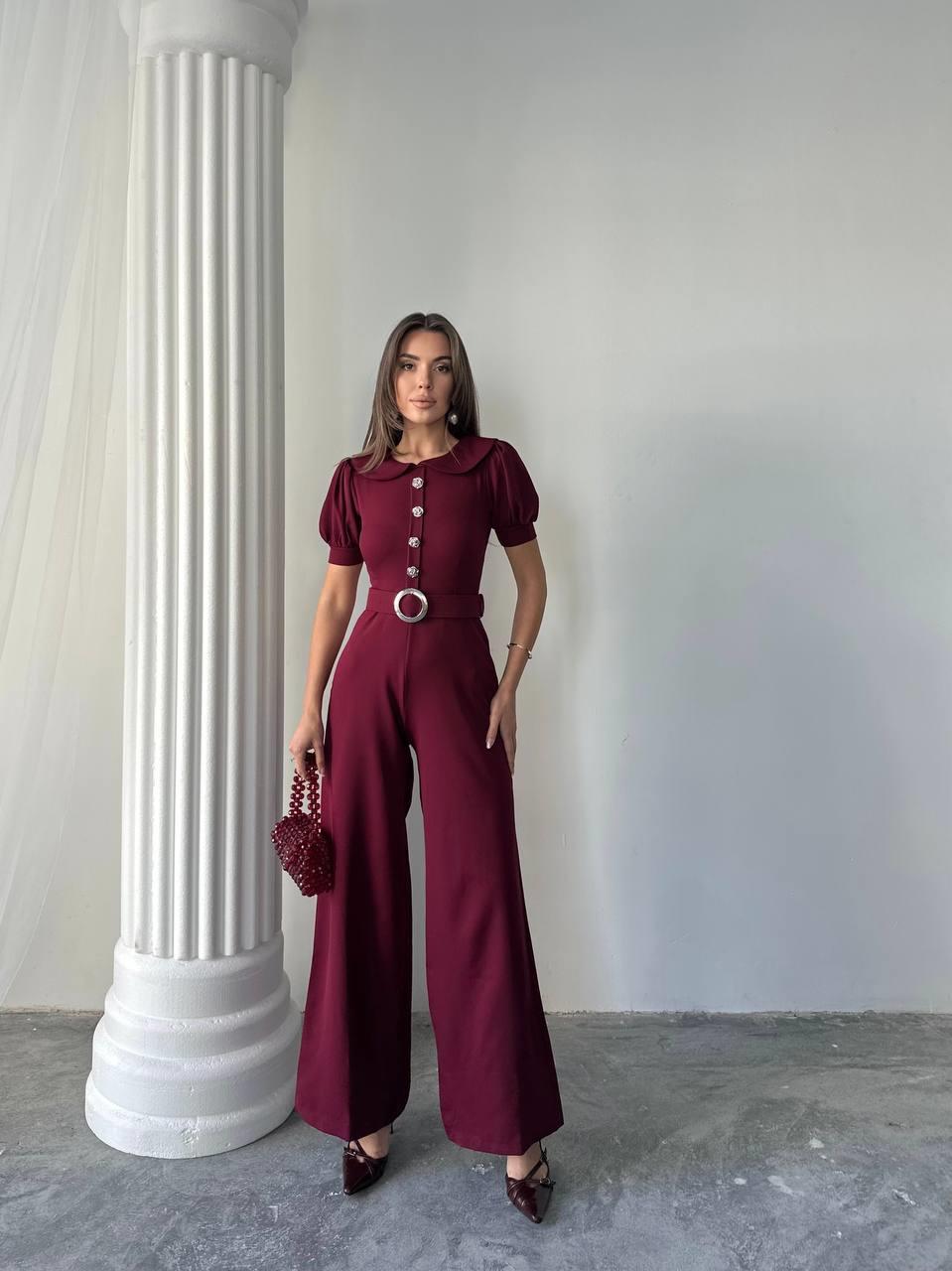 Kadın Tasarım Kemerli Düğme Detaylı Alvin Tulum