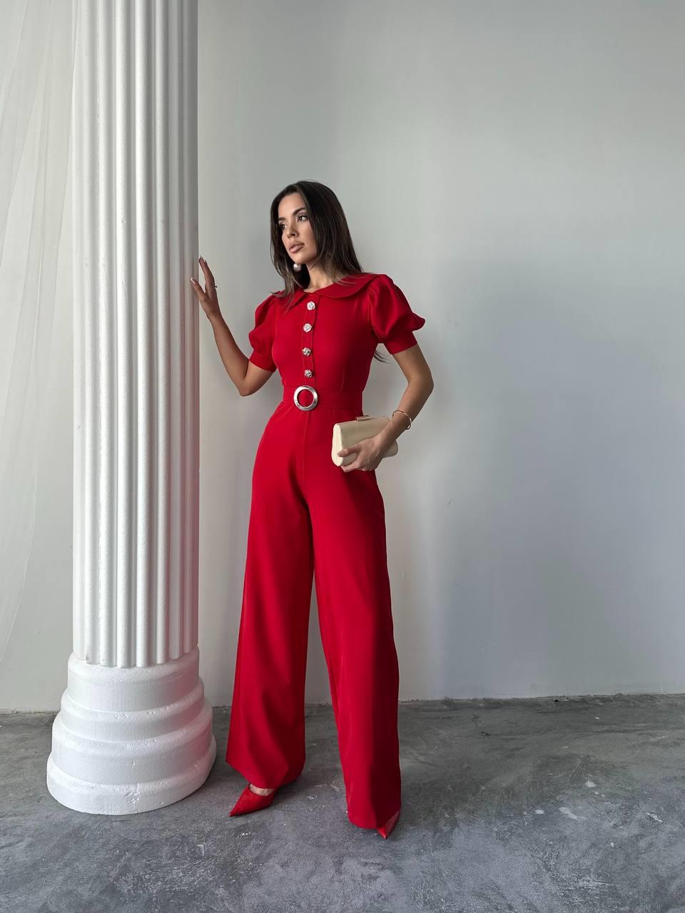 Kadın Tasarım Kemerli Düğme Detaylı Alvin Tulum