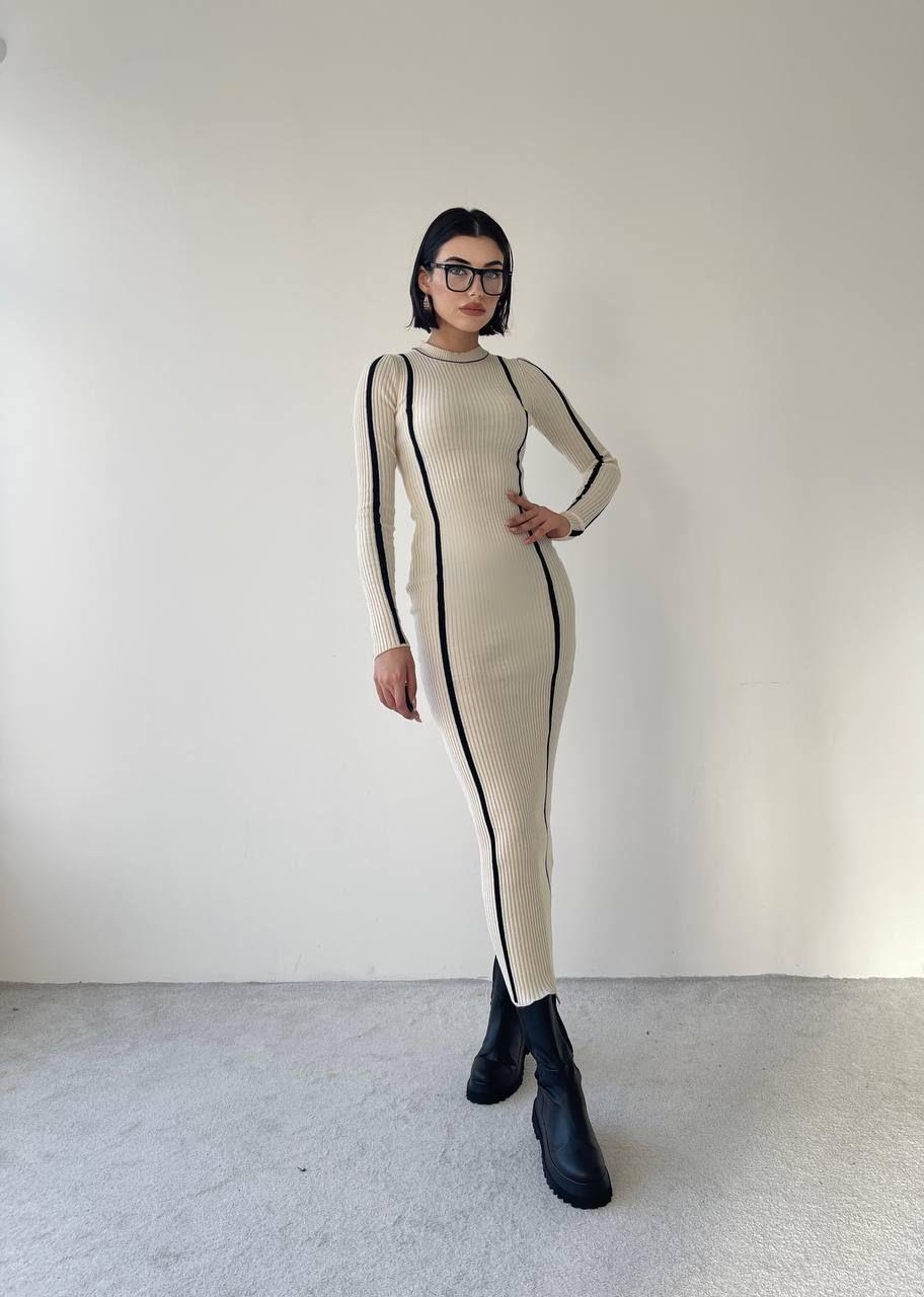 Kamilla Triko Midi Elbise - Krem