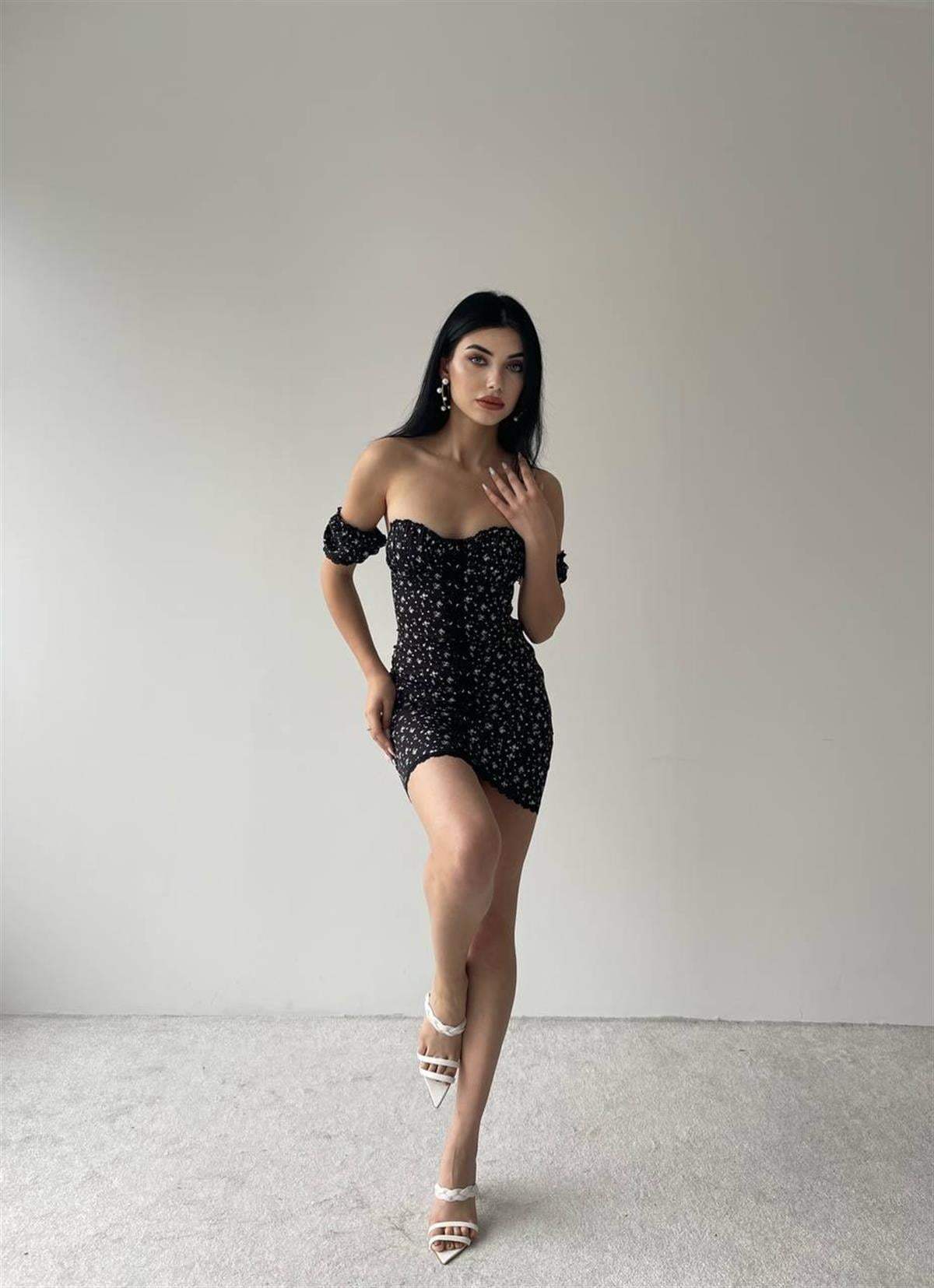 Karla Mini Elbise - Siyah