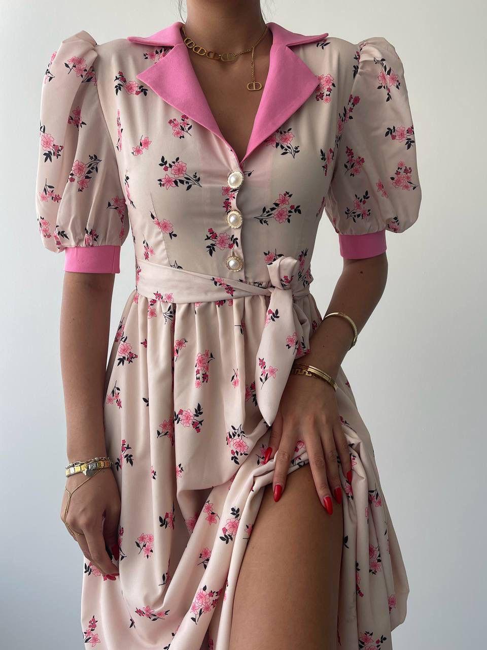 Marya Çiçekli Uzun Elbise