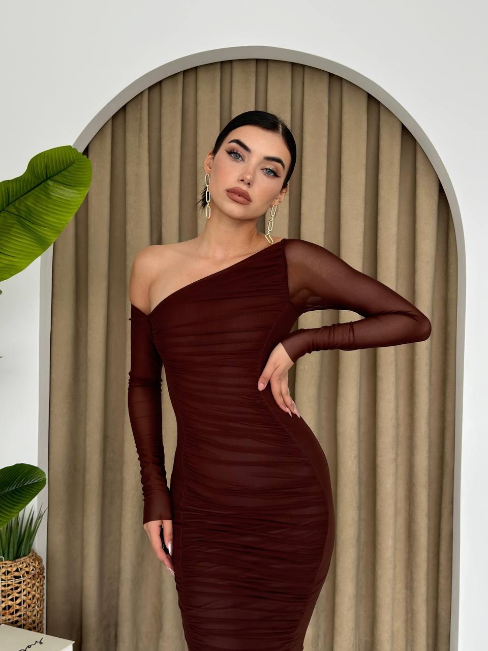 Marya Streç Astarlı Midi Elbise