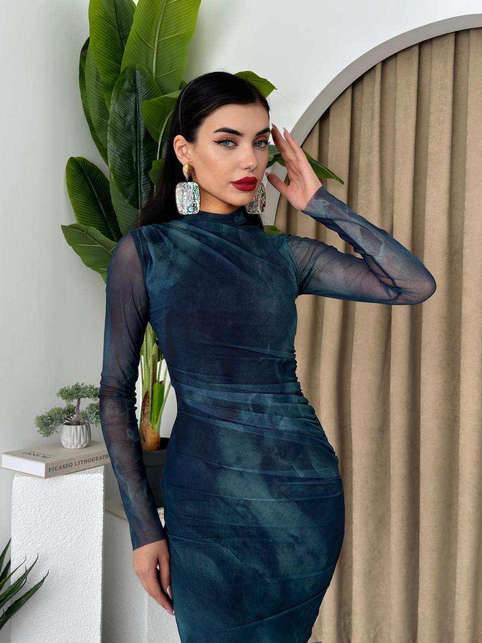 Mavim Streç Uzun Elbise