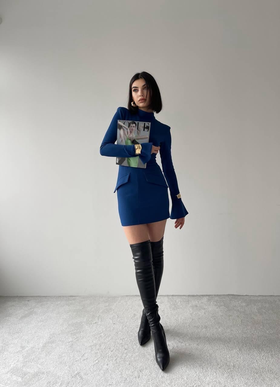 Pelin Laci Mini Elbise Cep Detay
